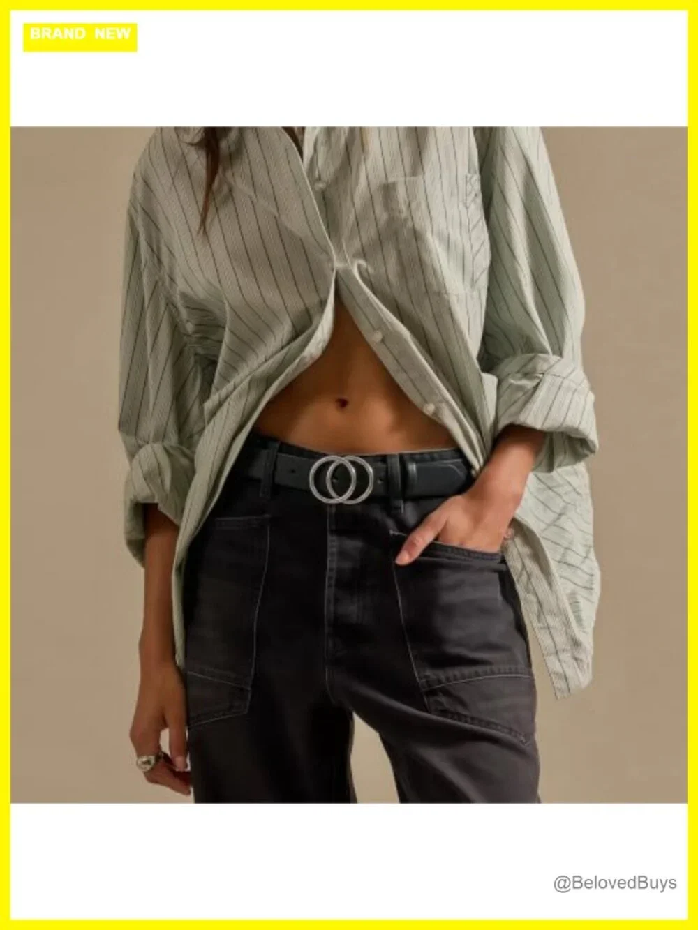 Faux Leather Double Ring Belt 1.25 Inch Waist Accessory